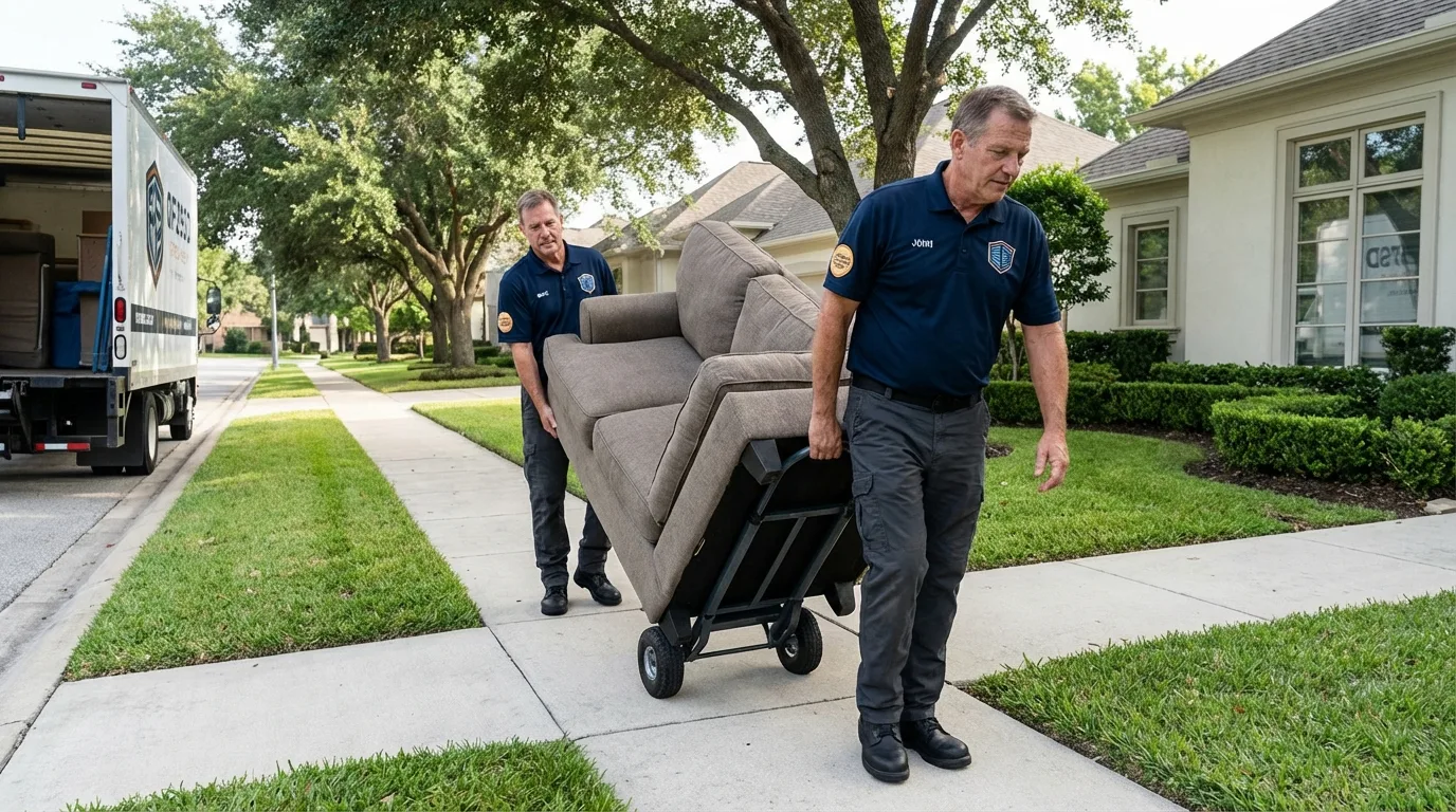 Local residential moving crew loading furniture in Saint Ansgar, IA